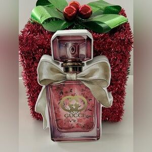 Gucci Pink Floral Perfume Bottle Acrylic Art Home Decor Christmas gift NWT